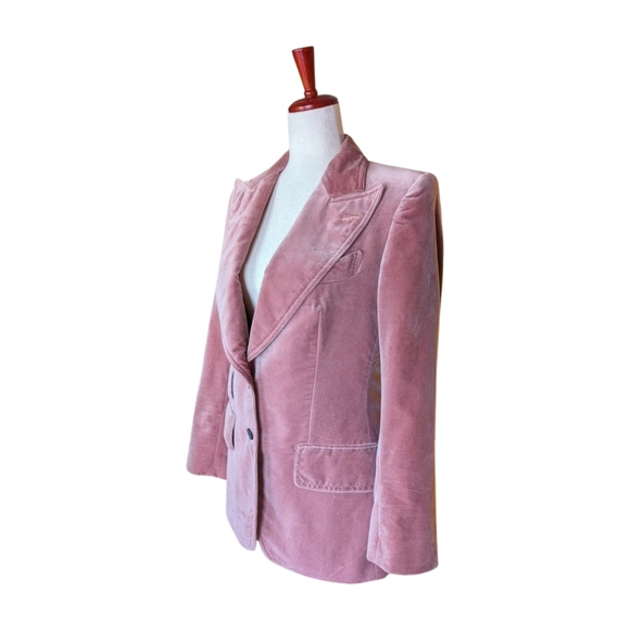 Tom Ford Women's Pink Velvet Peak Lapel Slim Fit Blazer Size IT42/US6 - Picture 4 of 15